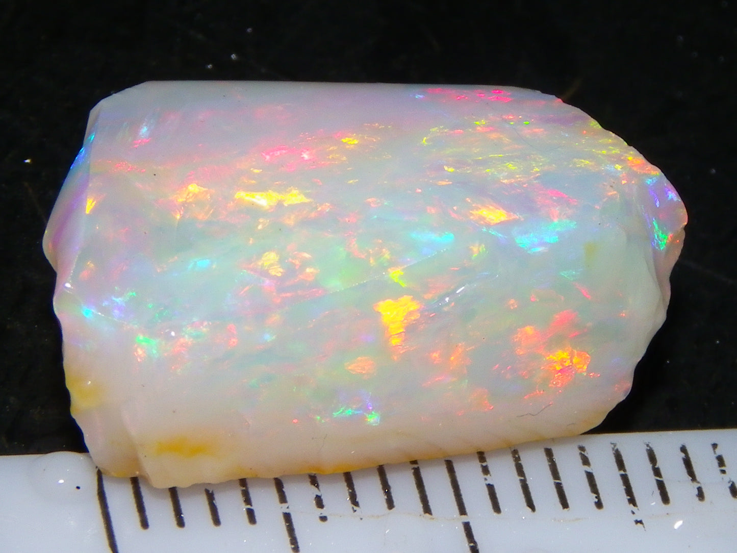Gem Coober Pedy Opal Rub 8.6cts Red/Orange Multicolour Fires Australia Crystal