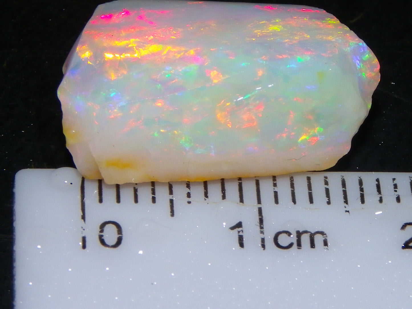 Gem Coober Pedy Opal Rub 8.6cts Red/Orange Multicolour Fires Australia Crystal