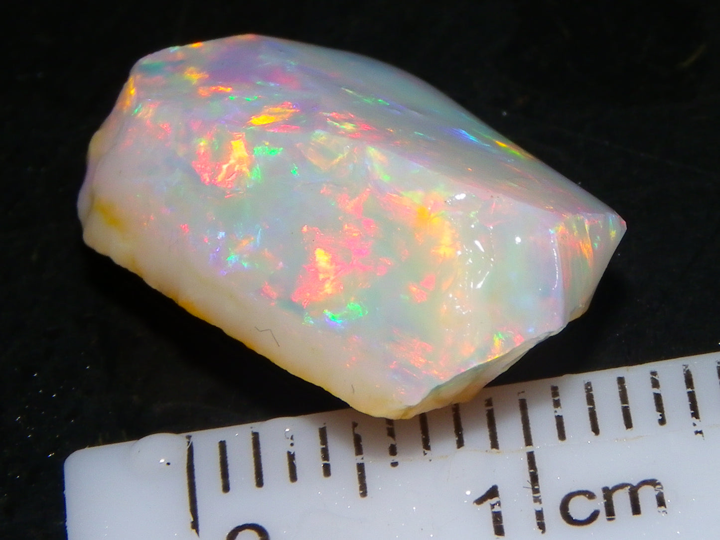 Gem Coober Pedy Opal Rub 8.6cts Red/Orange Multicolour Fires Australia Crystal