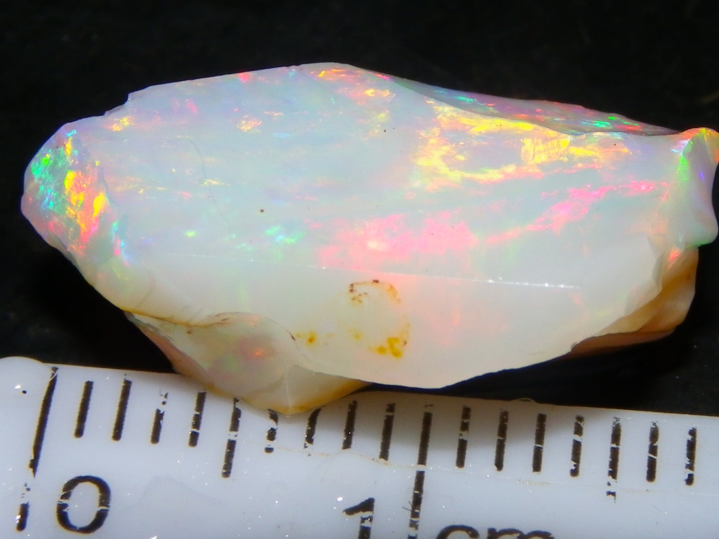 Gem Coober Pedy Opal Rub 8.6cts Red/Orange Multicolour Fires Australia Crystal