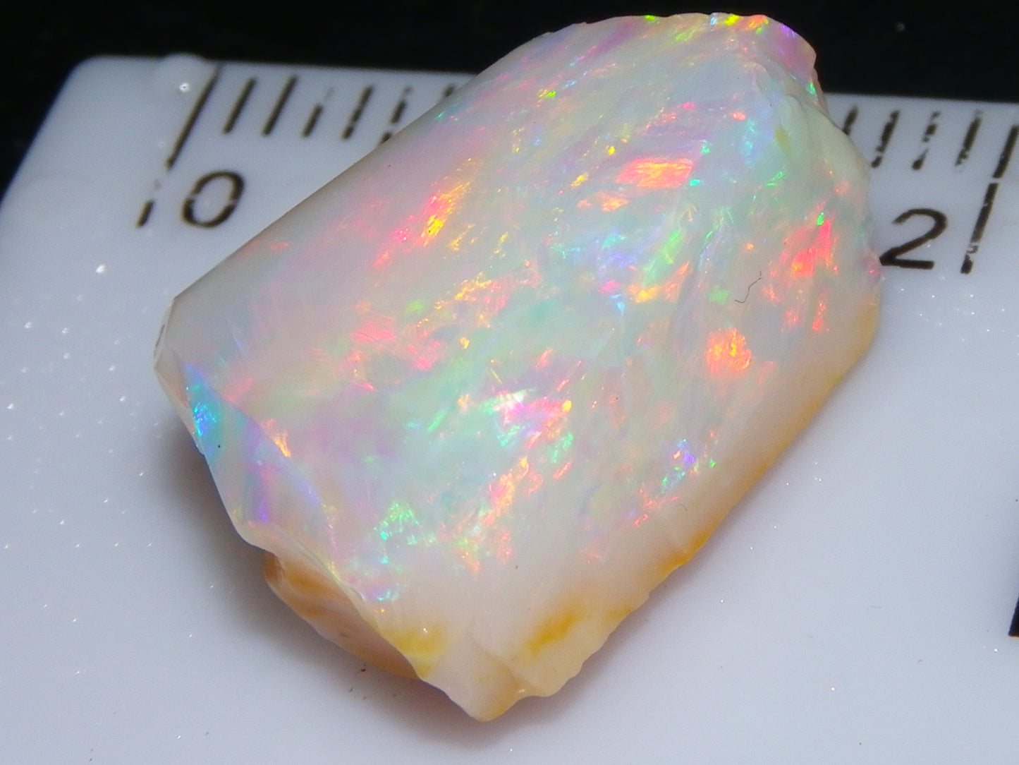 Gem Coober Pedy Opal Rub 8.6cts Red/Orange Multicolour Fires Australia Crystal
