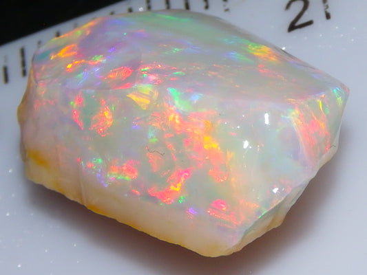 Gem Coober Pedy Opal Rub 8.6cts Red/Orange Multicolour Fires Australia Crystal