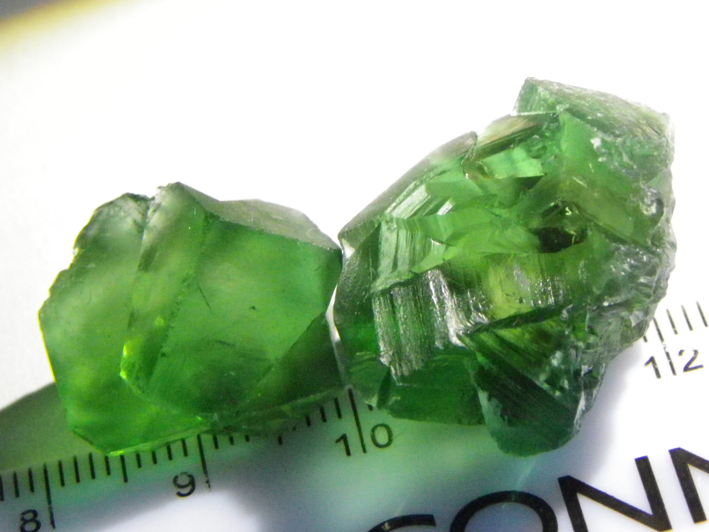 2 Nice Quality Green Fluorite Crystal specimens 79.4cts Diana Maria Mine Weardale UK