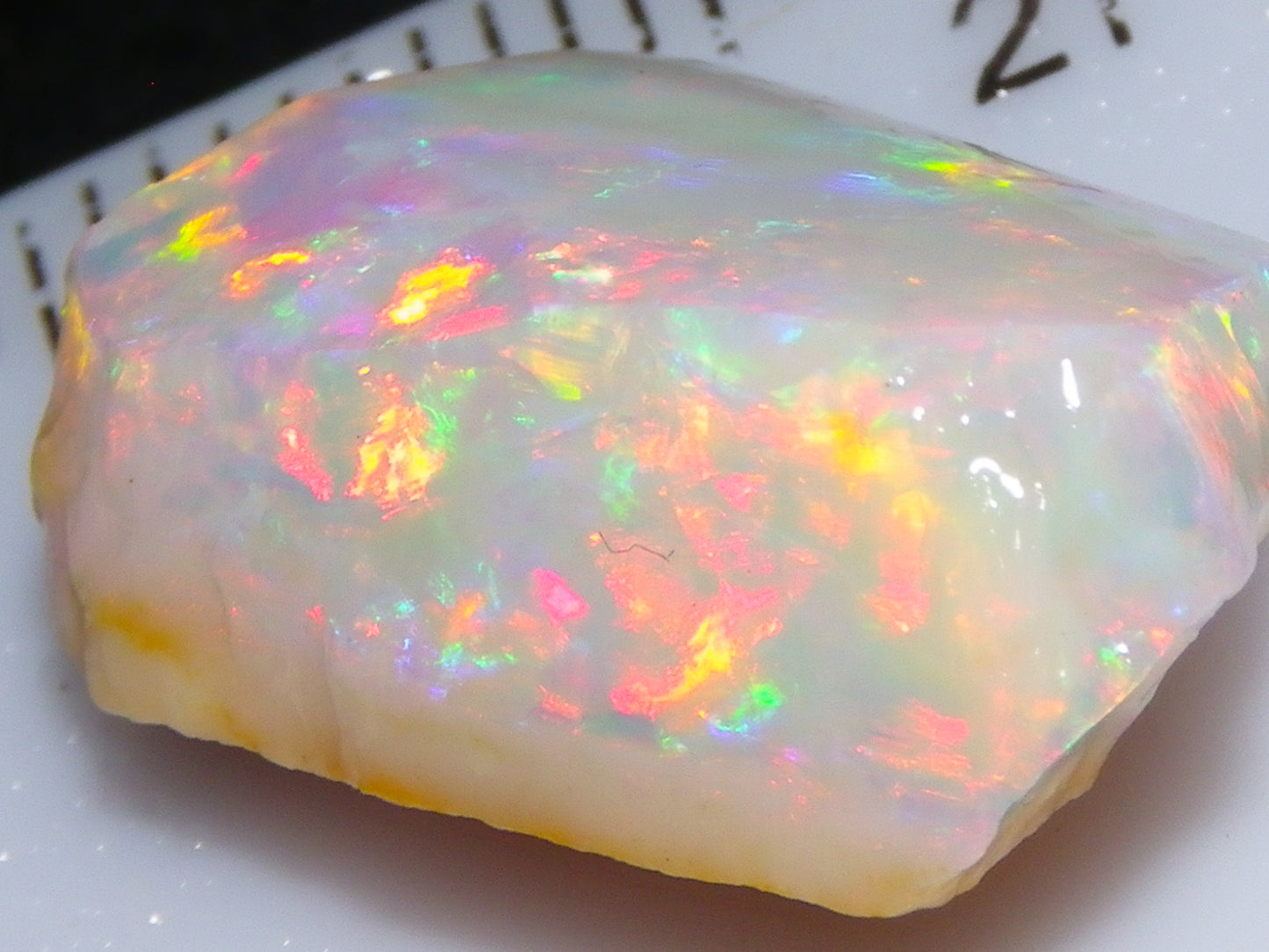 Gem Coober Pedy Opal Rub 8.6cts Red/Orange Multicolour Fires Australia Crystal