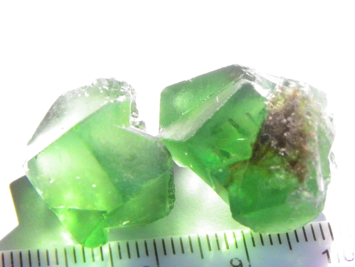 2 Nice Quality Green Fluorite Crystal specimens 79.4cts Diana Maria Mine Weardale UK