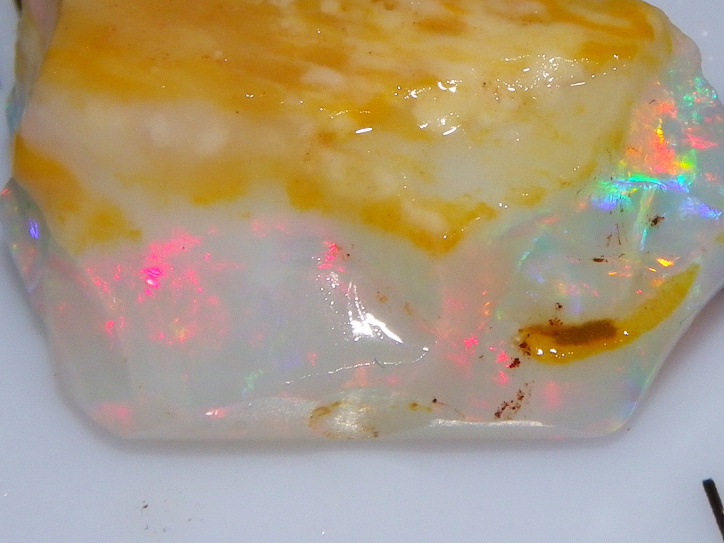 Gem Coober Pedy Opal Rub 8.6cts Red/Orange Multicolour Fires Australia Crystal