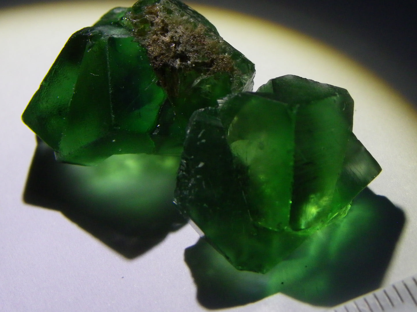 2 Nice Quality Green Fluorite Crystal specimens 79.4cts Diana Maria Mine Weardale UK