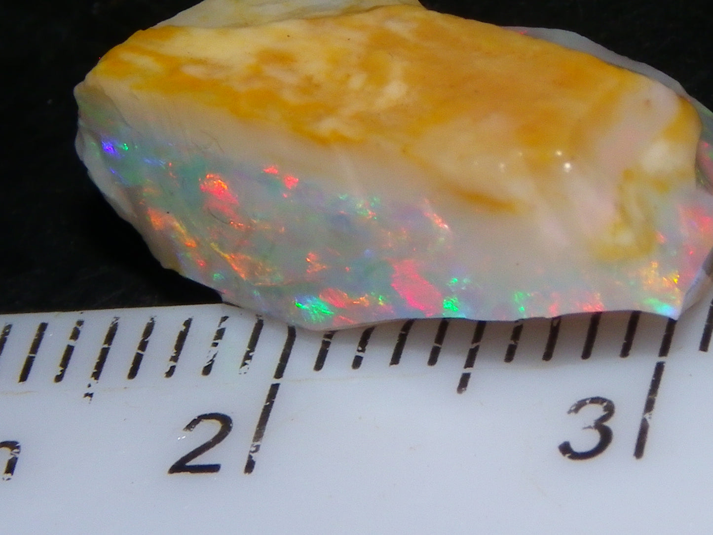 Gem Coober Pedy Opal Rub 8.6cts Red/Orange Multicolour Fires Australia Crystal