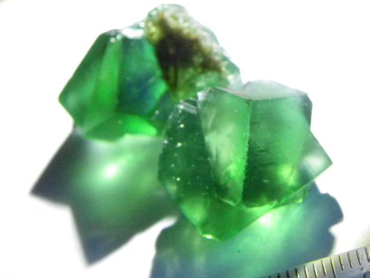 2 Nice Quality Green Fluorite Crystal specimens 79.4cts Diana Maria Mine Weardale UK