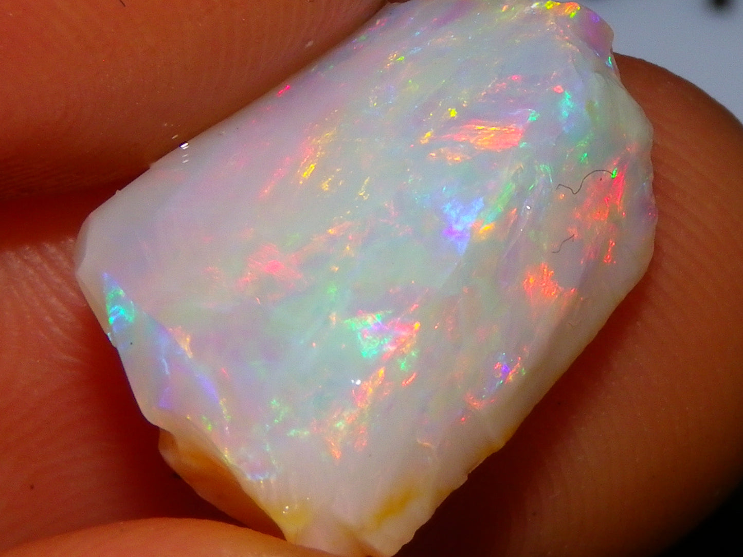 Gem Coober Pedy Opal Rub 8.6cts Red/Orange Multicolour Fires Australia Crystal