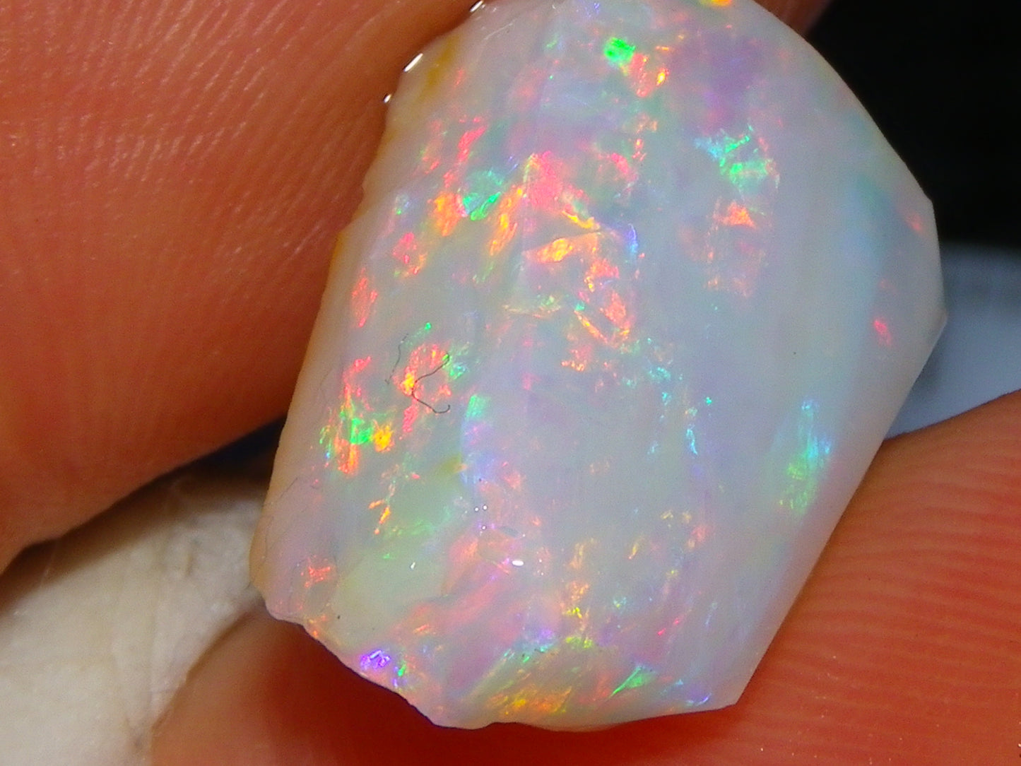 Gem Coober Pedy Opal Rub 8.6cts Red/Orange Multicolour Fires Australia Crystal