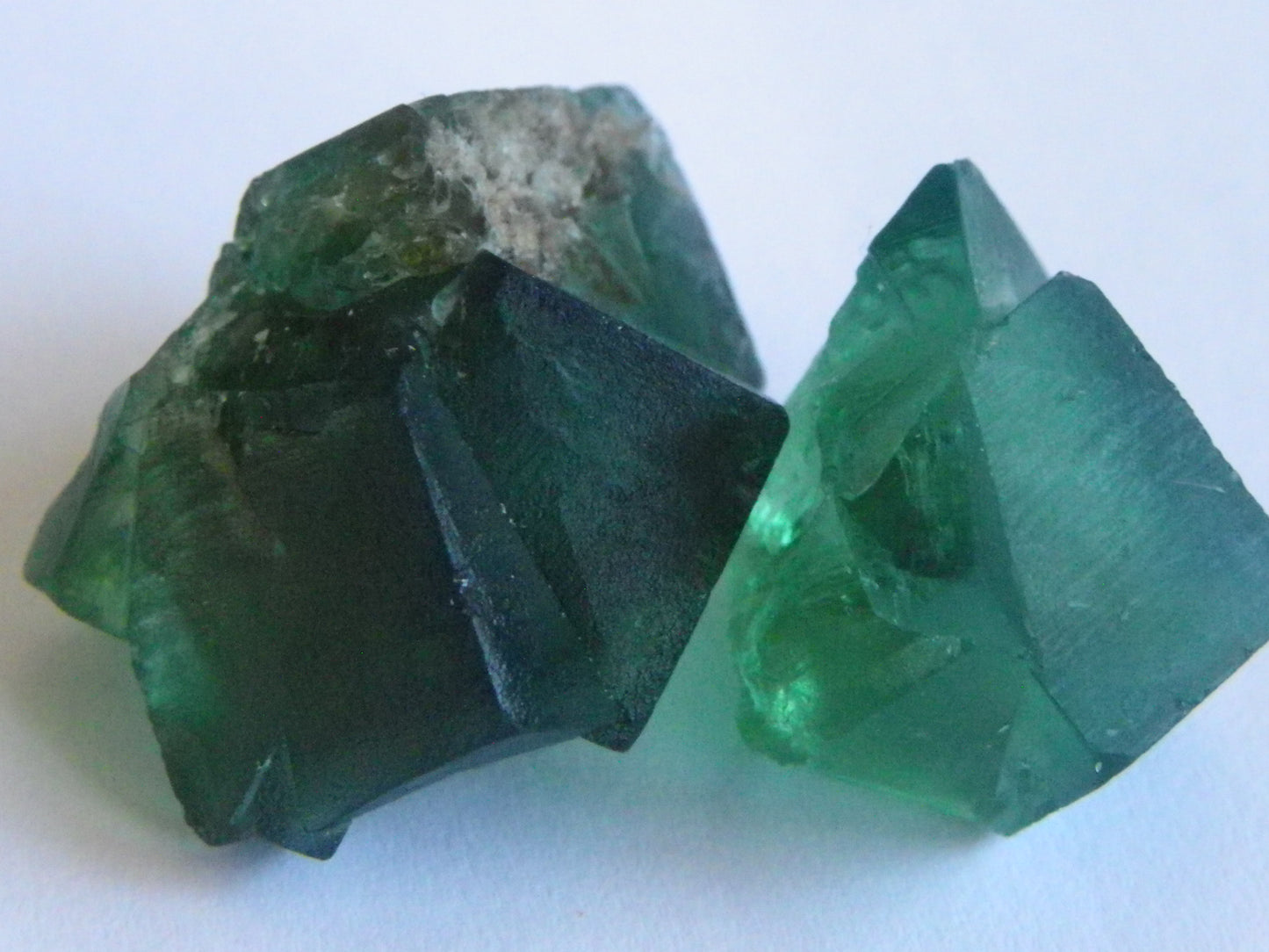 2 Nice Quality Green Fluorite Crystal specimens 79.4cts Diana Maria Mine Weardale UK