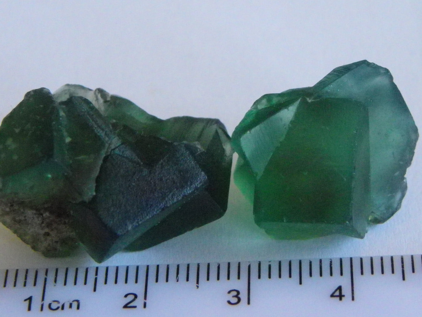 2 Nice Quality Green Fluorite Crystal specimens 79.4cts Diana Maria Mine Weardale UK