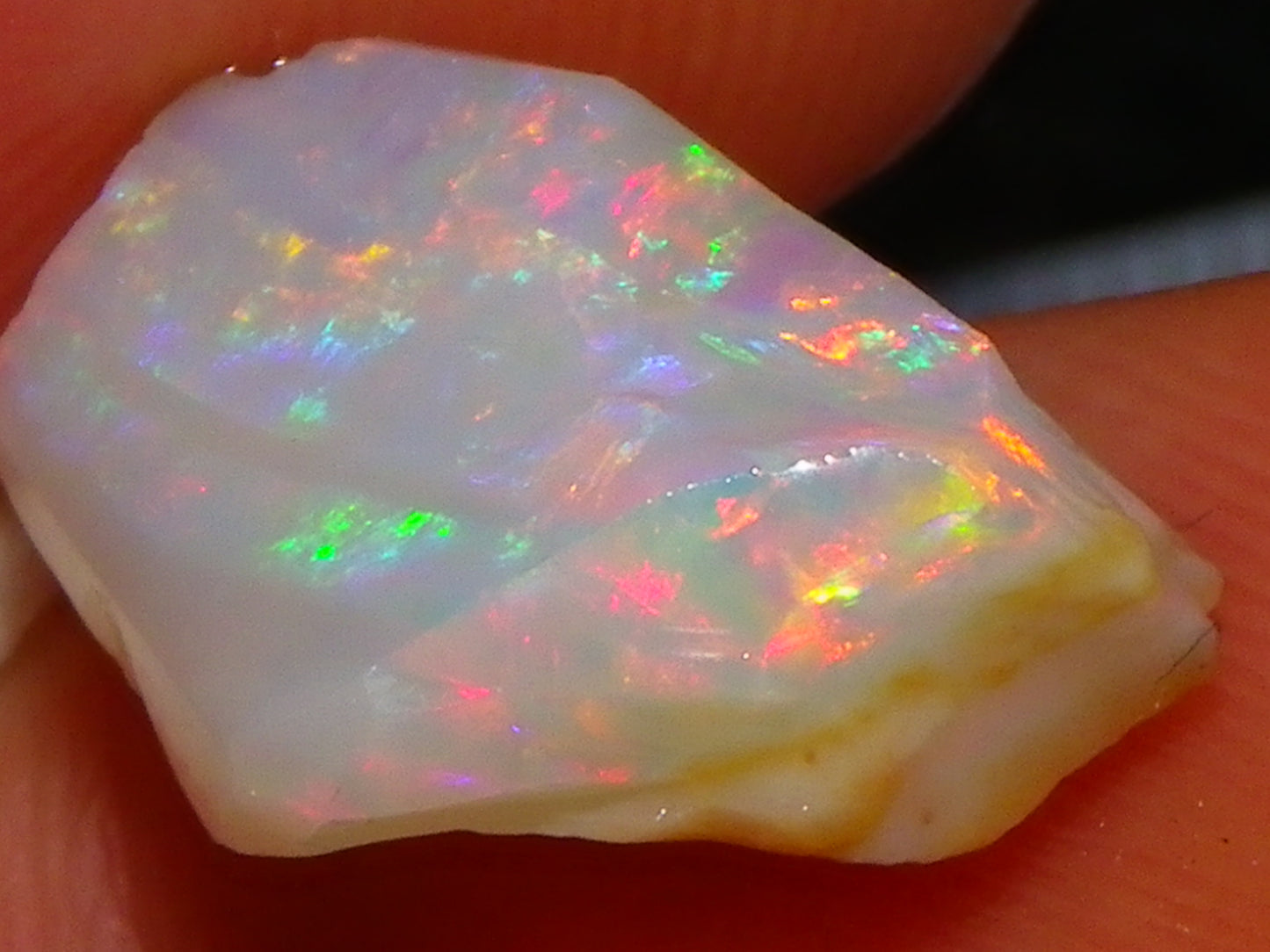 Gem Coober Pedy Opal Rub 8.6cts Red/Orange Multicolour Fires Australia Crystal
