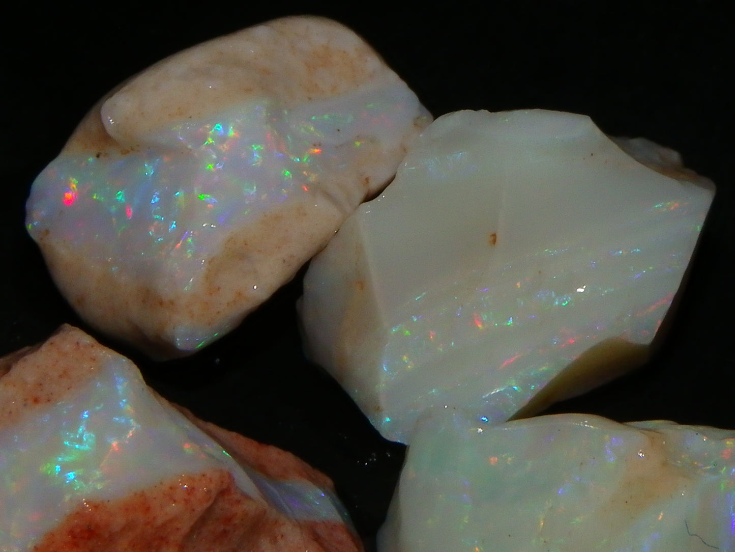 Nice Rough Coober Pedy white/Seam Opal Parcel 75.6cts Multicolour Fires :)