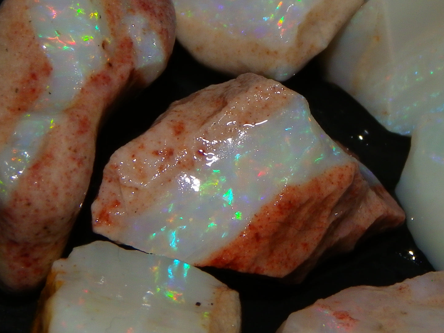 Nice Rough Coober Pedy white/Seam Opal Parcel 75.6cts Multicolour Fires :)