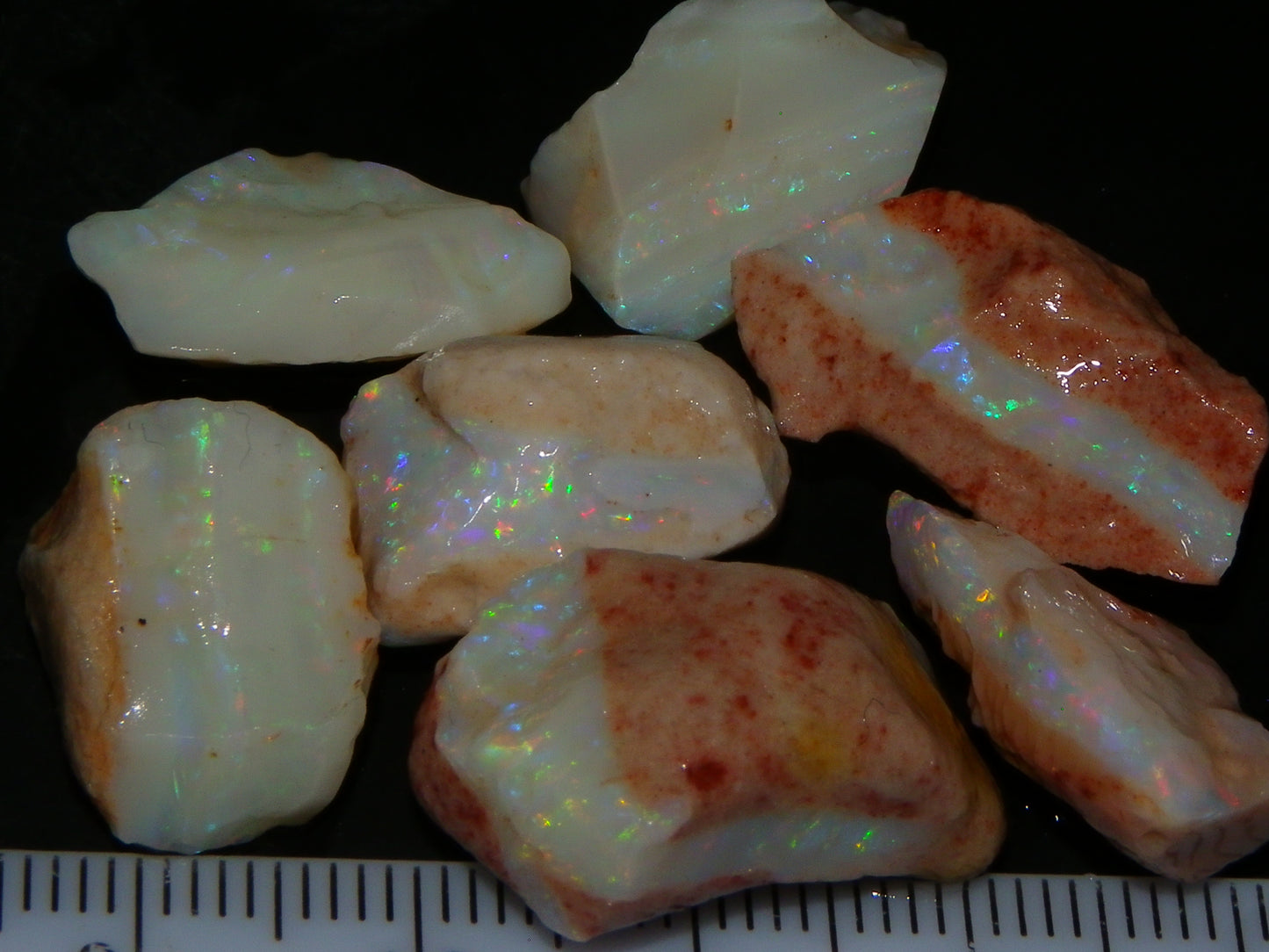 Nice Rough Coober Pedy white/Seam Opal Parcel 75.6cts Multicolour Fires :)