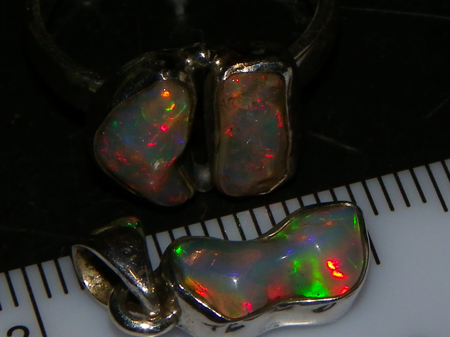 Nice Welo Crystal Opal Ring + Pendant 24.4cts 925 Silver Great Fires Polished