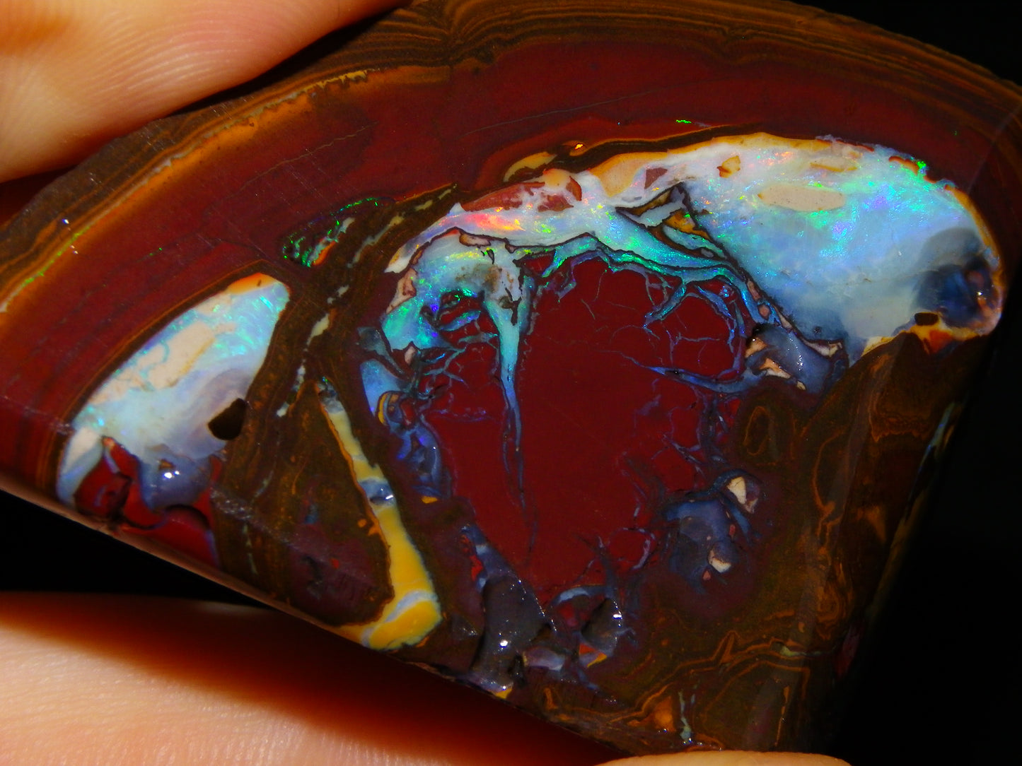 3 Matching Gem Boulder Opal Specimens/Slices 501cts Fires/Patterns Queensland Australia