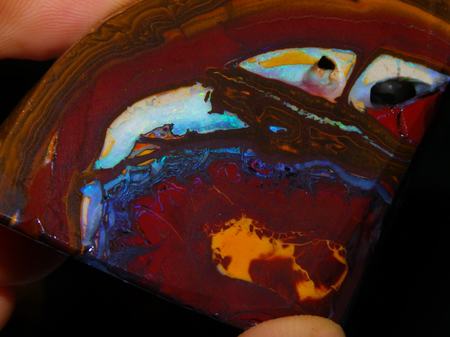 3 Matching Gem Boulder Opal Specimens/Slices 501cts Fires/Patterns Queensland Australia