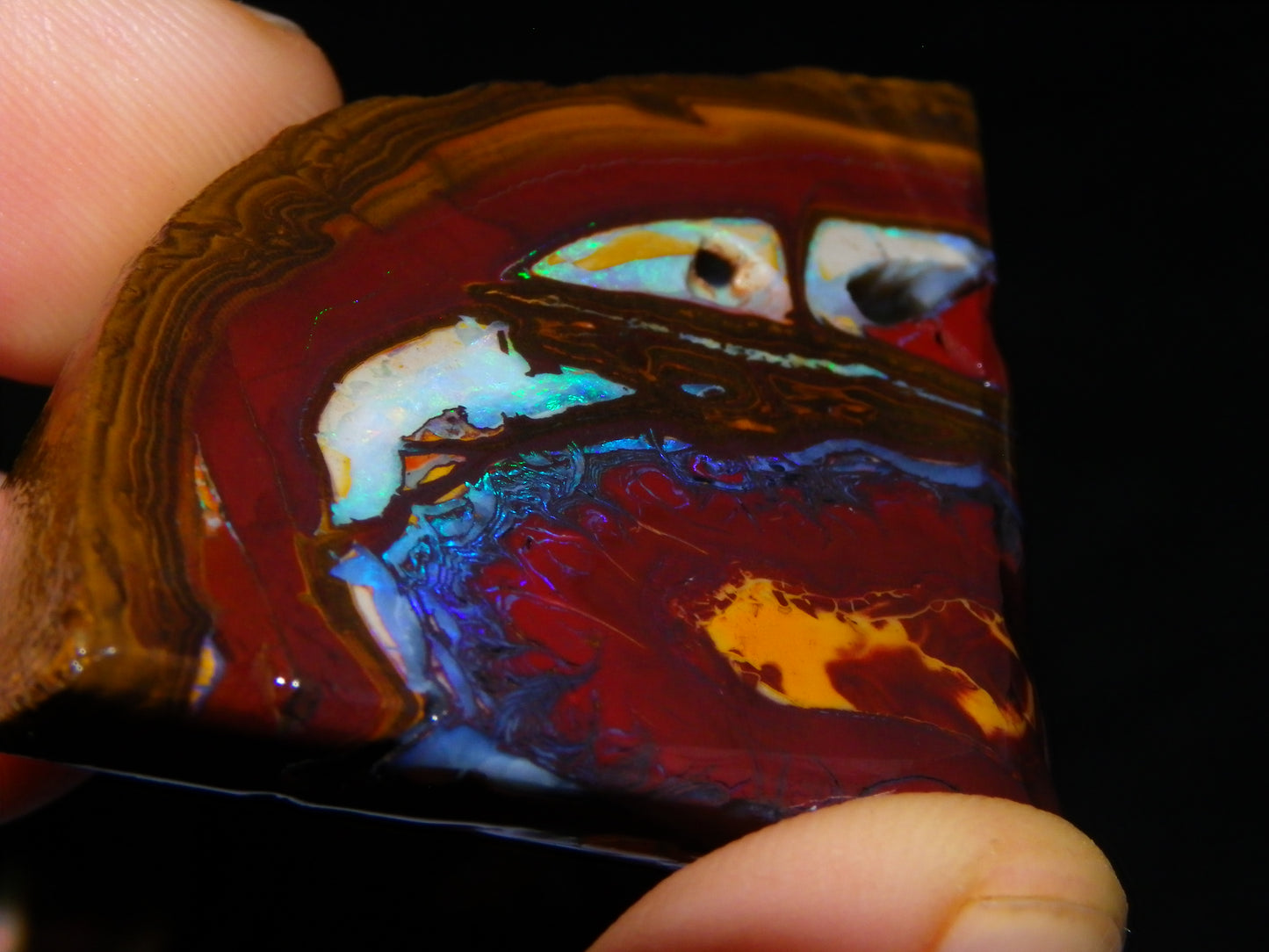 3 Matching Gem Boulder Opal Specimens/Slices 501cts Fires/Patterns Queensland Australia