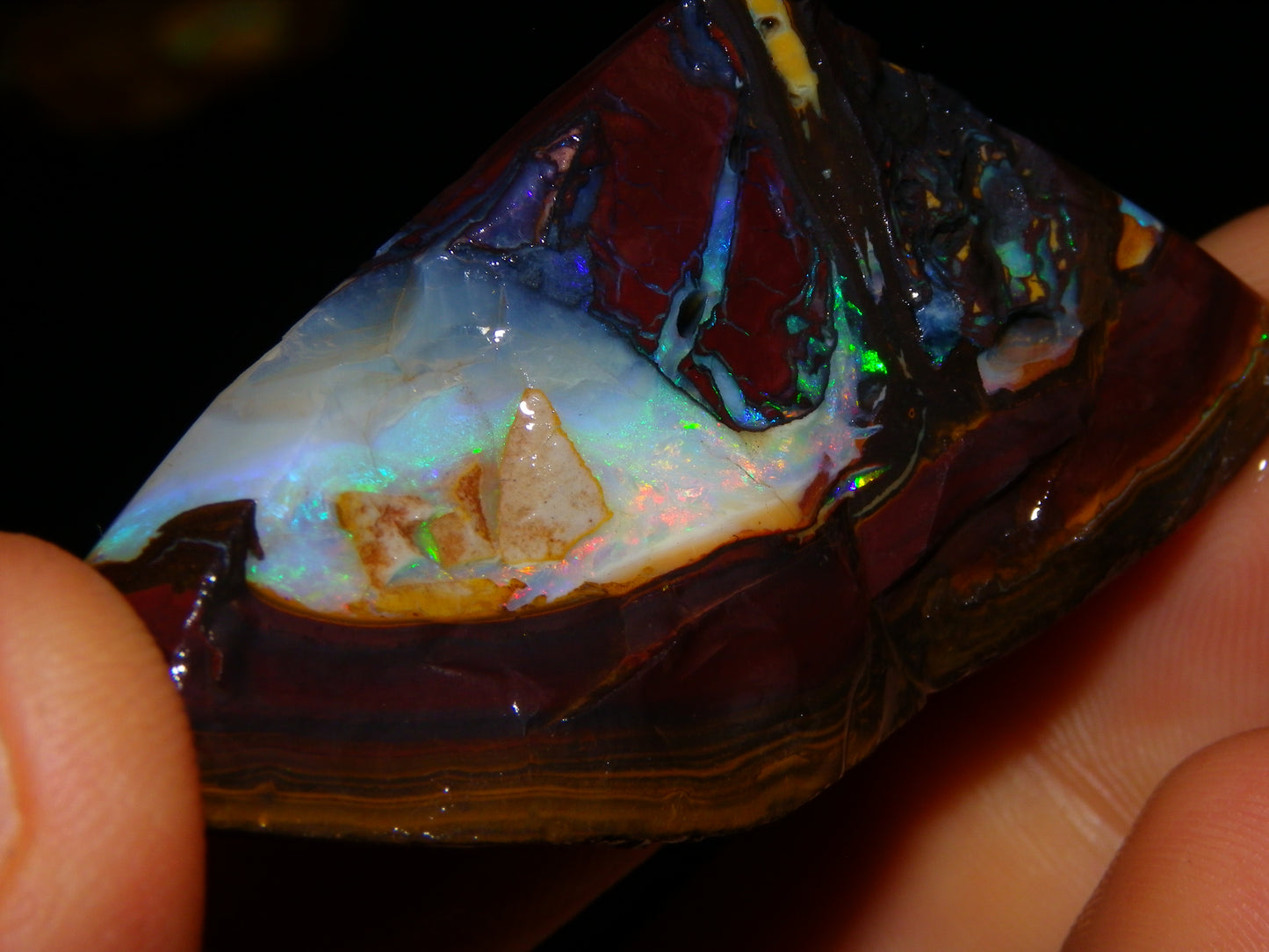 3 Matching Gem Boulder Opal Specimens/Slices 501cts Fires/Patterns Queensland Australia