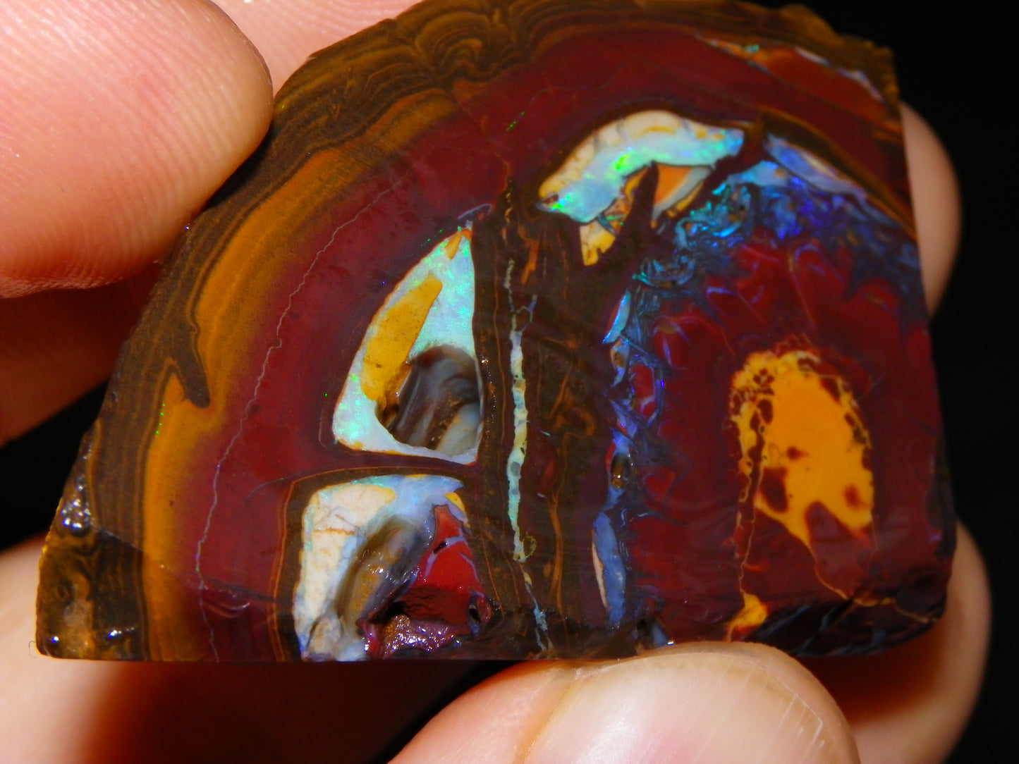 3 Matching Gem Boulder Opal Specimens/Slices 501cts Fires/Patterns Queensland Australia