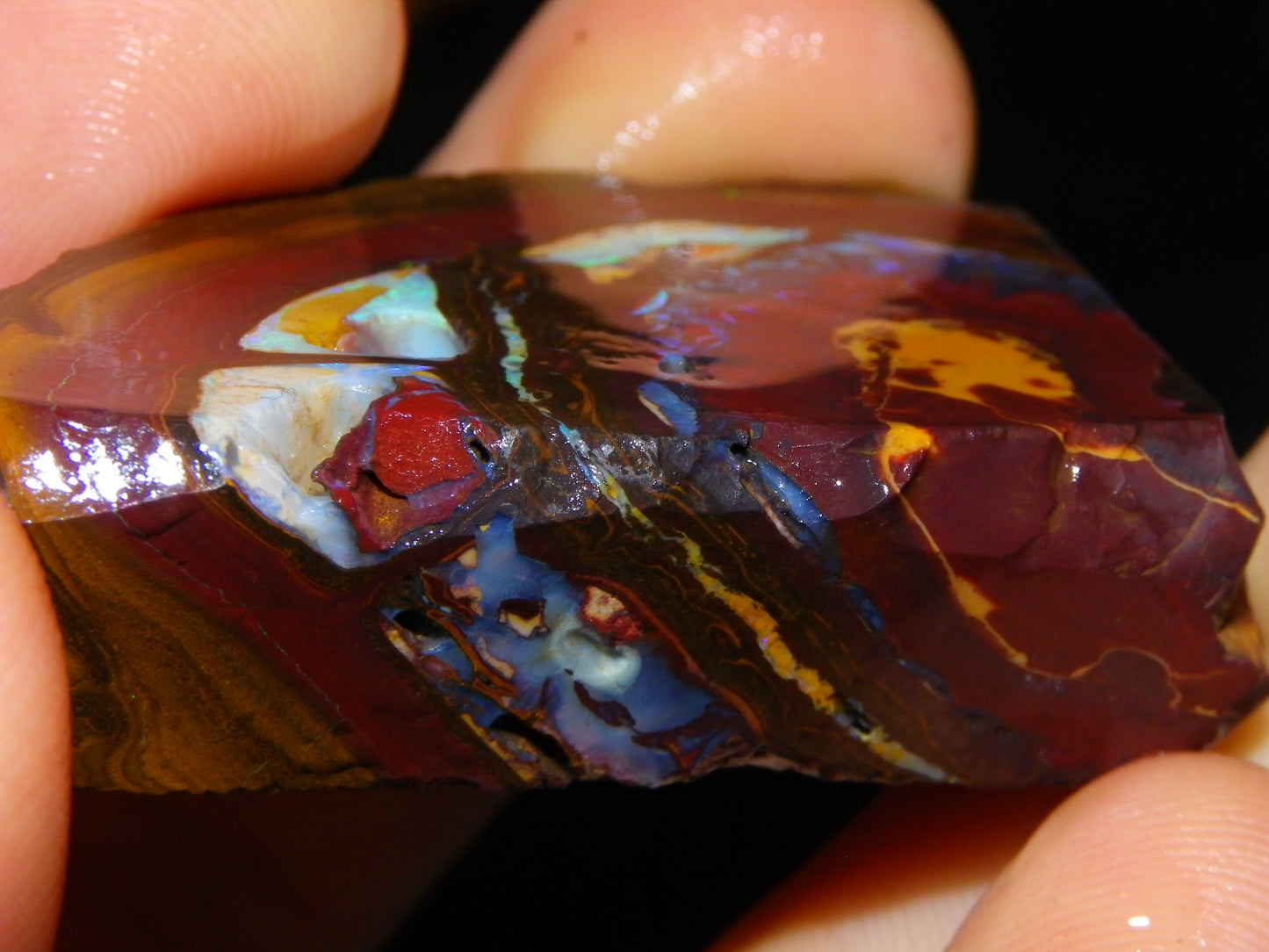 3 Matching Gem Boulder Opal Specimens/Slices 501cts Fires/Patterns Queensland Australia