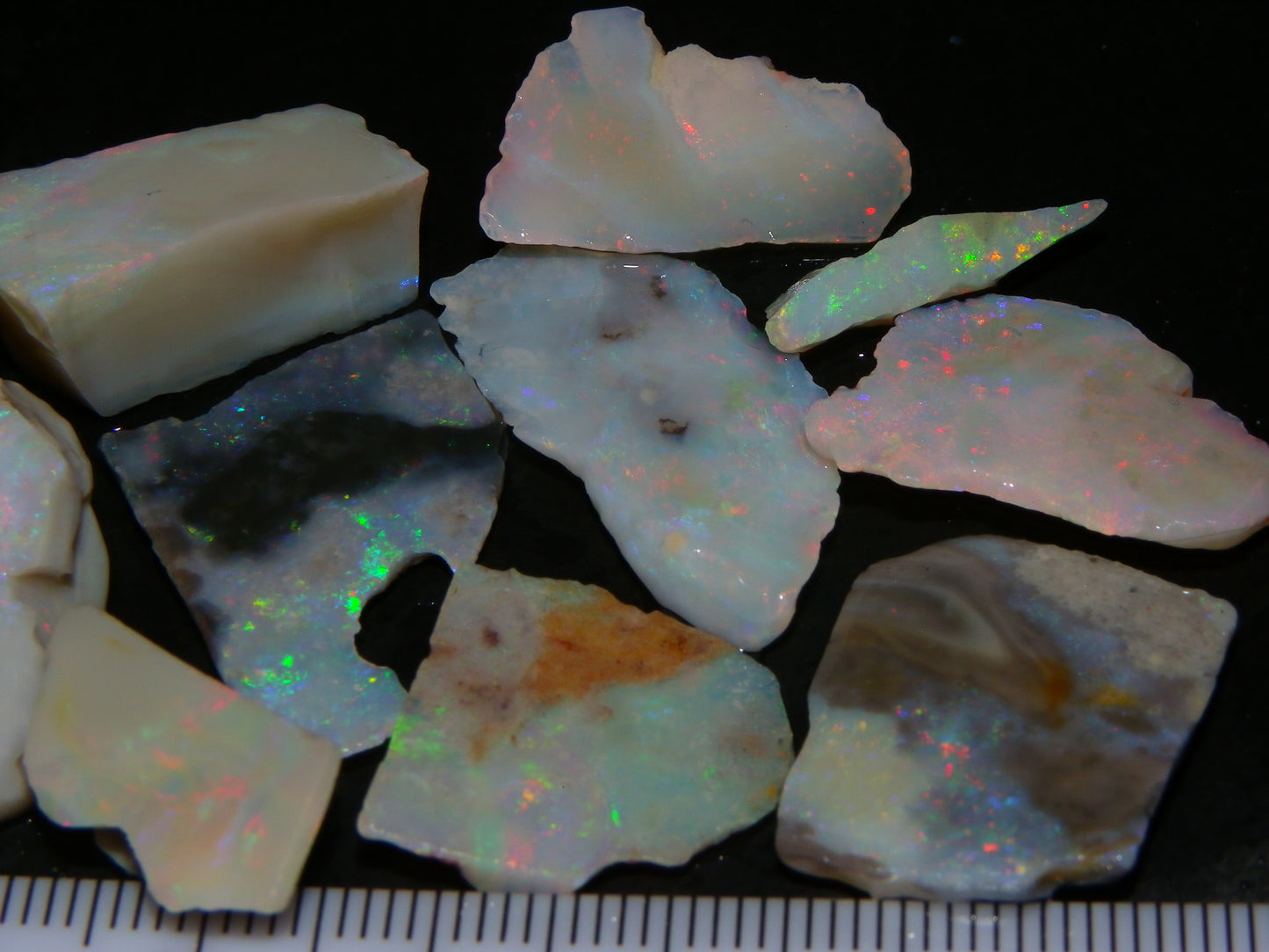 Nice Rough/Sliced Lightning Ridge Opals 79.8cts Multicolour Fires/Thin Specimens :)