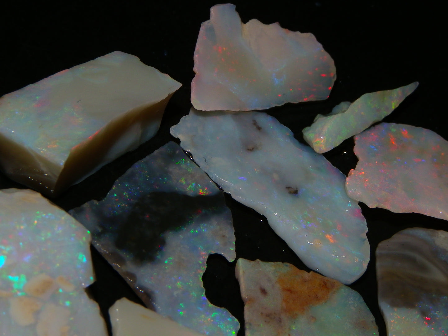 Nice Rough/Sliced Lightning Ridge Opals 79.8cts Multicolour Fires/Thin Specimens :)