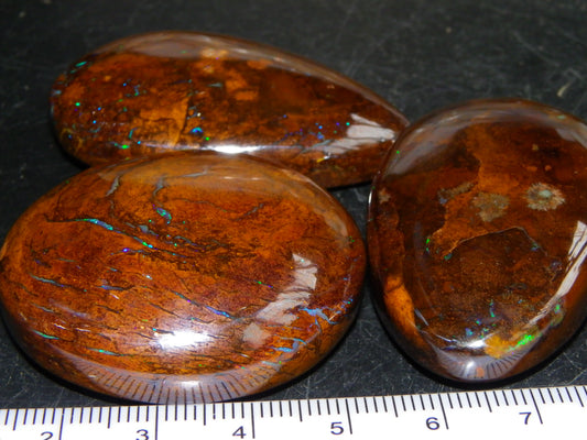 3 Large Koroit Polished Opal Specimens 625cts Green/Blue Fires Queensland