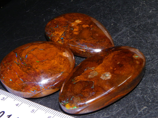 3 Large Koroit Polished Opal Specimens 625cts Green/Blue Fires Queensland
