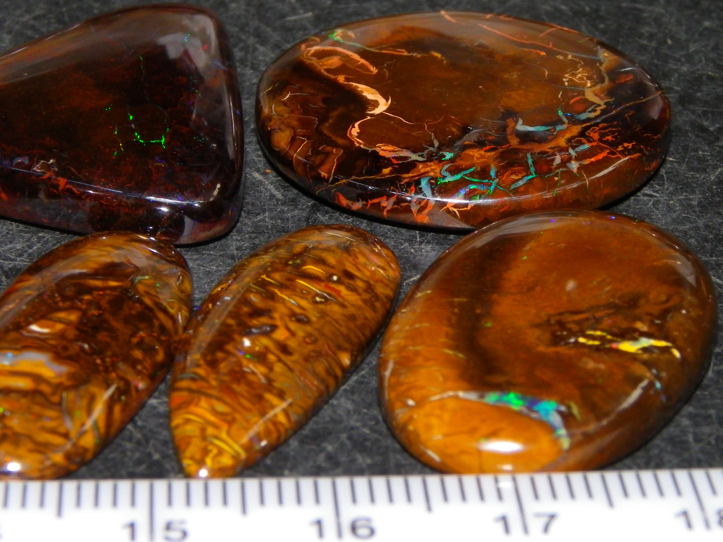 7 Nice Cut/Polished Koroit Opal Cabs/Freeforms 264cts Queensland Australia