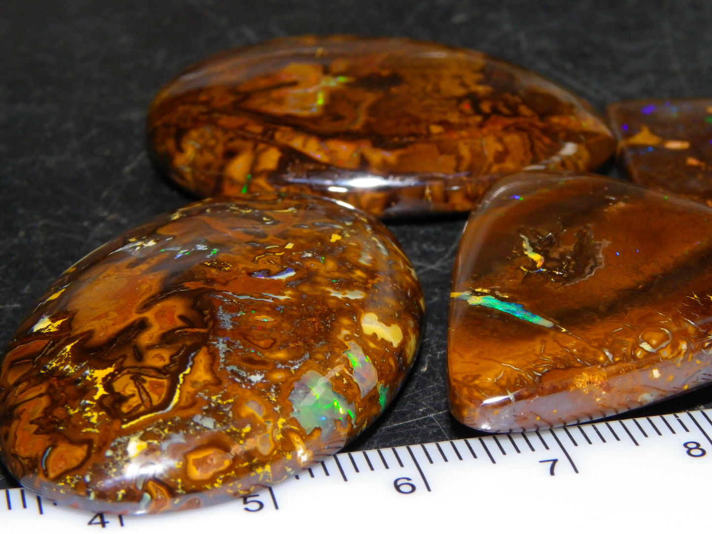 5 Nice Cut/Polished Koroit Opals 260cts Queensland Australia Green Fires