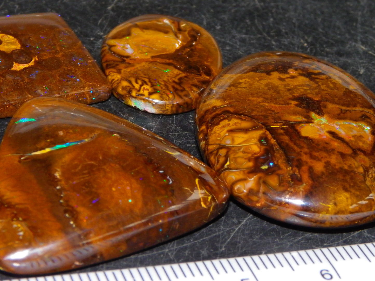 5 Nice Cut/Polished Koroit Opals 260cts Queensland Australia Green Fires