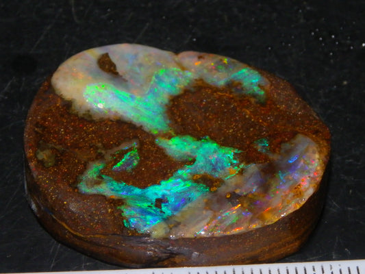 Nice Quality Boulder Opal Freeform Oval Rub 81cts Specimen Bright Fires Qld Australia