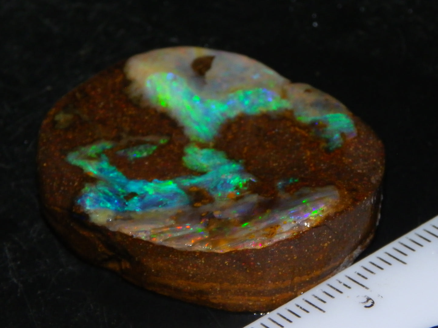 Nice Quality Boulder Opal Freeform Oval Rub 81cts Specimen Bright Fires Qld Australia