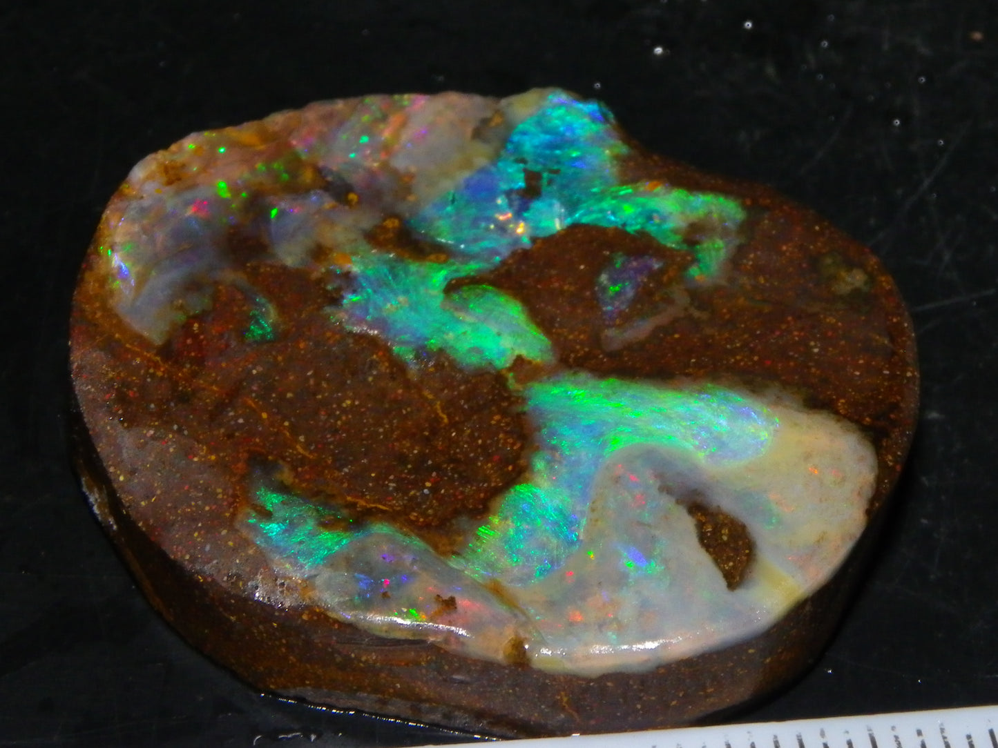 Nice Quality Boulder Opal Freeform Oval Rub 81cts Specimen Bright Fires Qld Australia