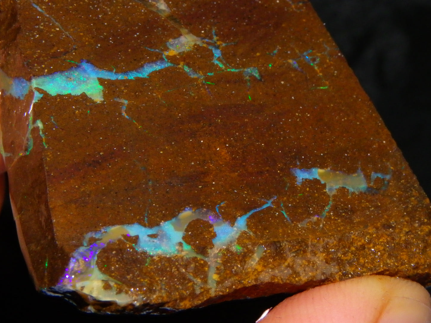 Nice Boulder Opal Specimen 158cts Queensland Australia Blue/Green Face :)