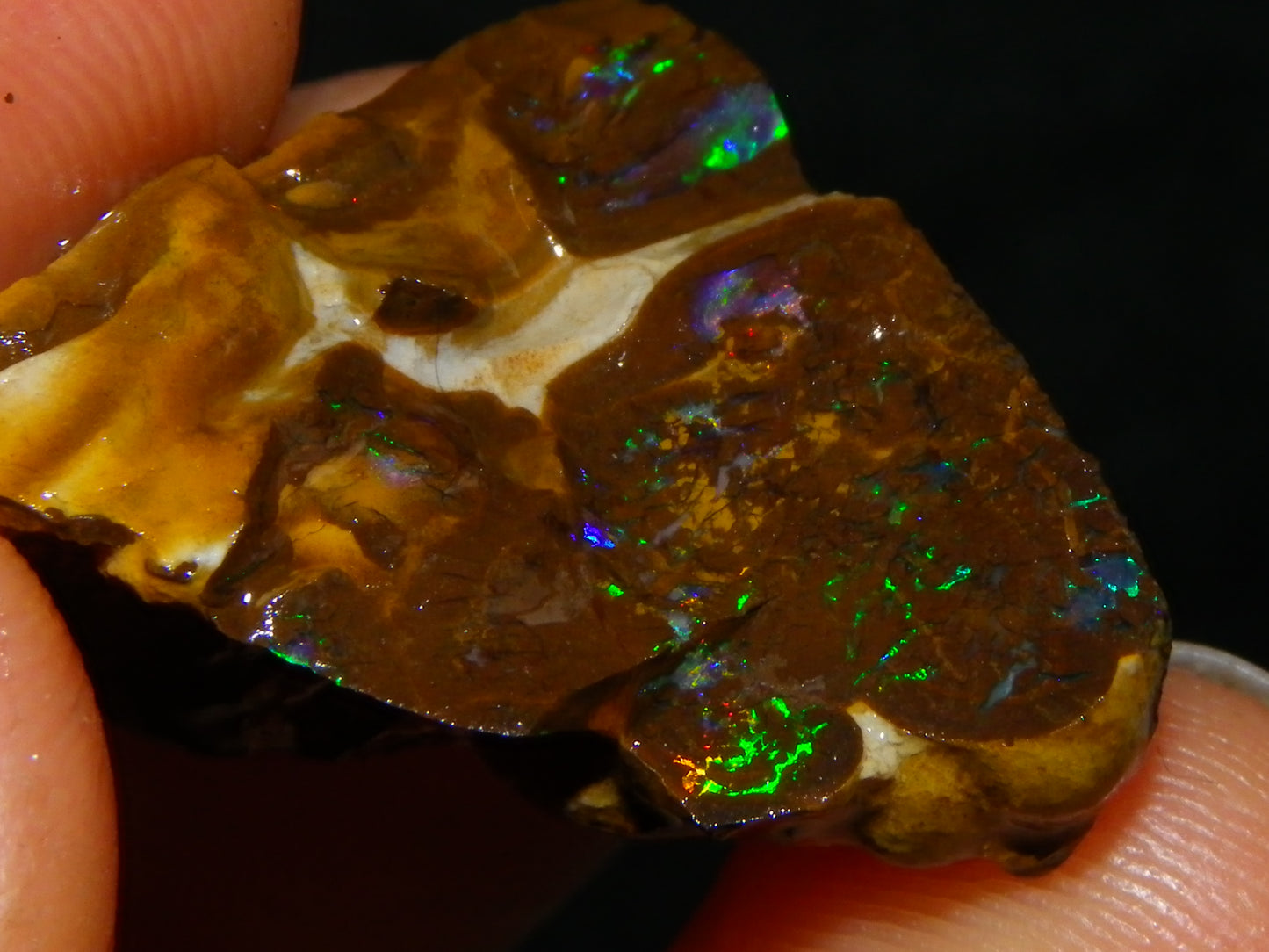 2 Nice Rough/Sliced Matrix/Koroit Opals 145.2cts Red/Green Fires Queensland Australia.