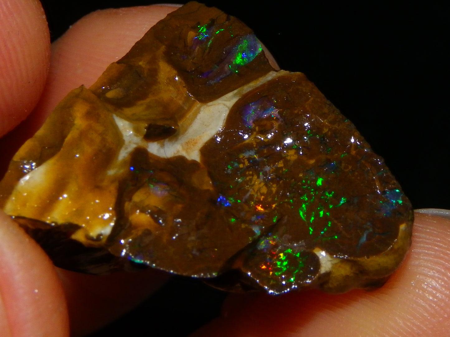 2 Nice Rough/Sliced Matrix/Koroit Opals 145.2cts Red/Green Fires Queensland Australia.