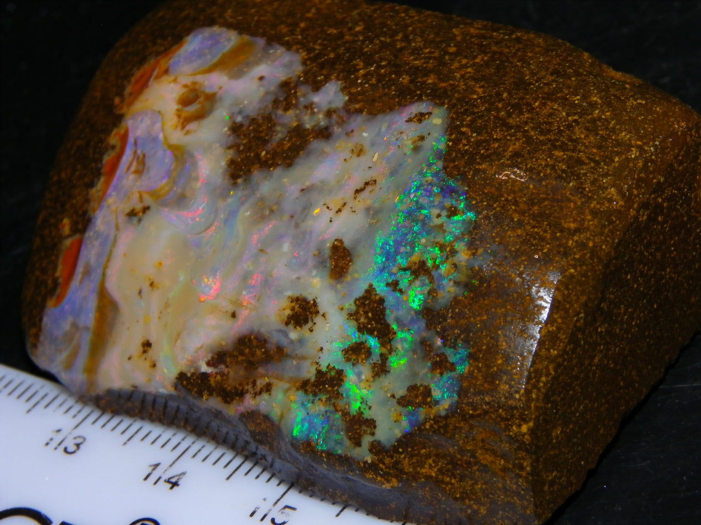 Chunky Queensland Boulder Opal Rub 369.2cts Winton Australia Multicolours