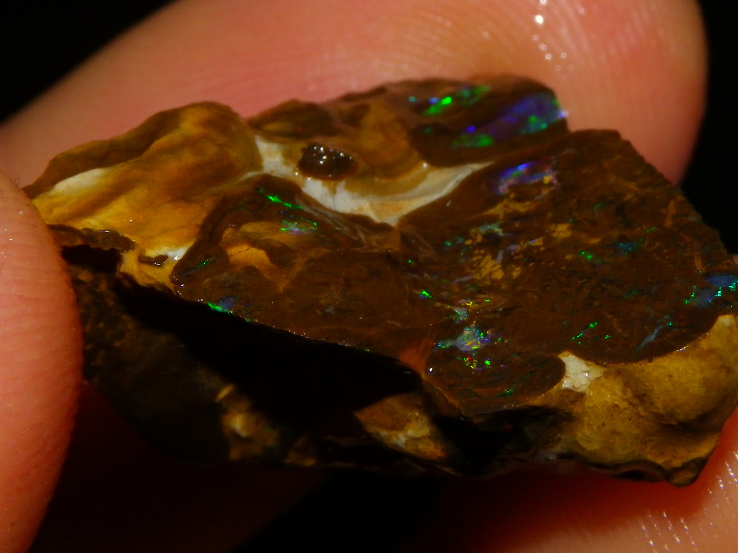 2 Nice Rough/Sliced Matrix/Koroit Opals 145.2cts Red/Green Fires Queensland Australia.