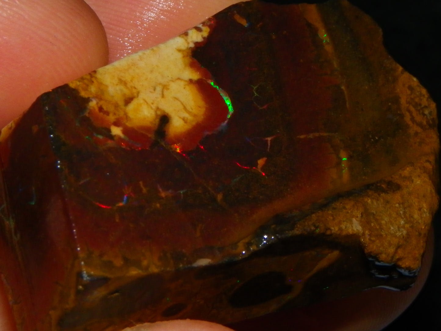 2 Nice Rough/Sliced Matrix/Koroit Opals 145.2cts Red/Green Fires Queensland Australia.