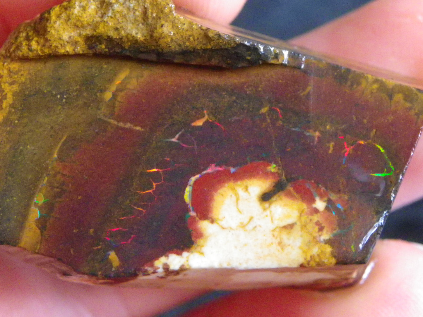 2 Nice Rough/Sliced Matrix/Koroit Opals 145.2cts Red/Green Fires Queensland Australia.