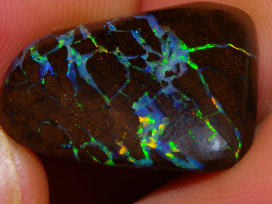Quality Cut/Polished Boulder Opal Freeform Cab 29.63cts Opalton Queensland Australia Multicolours