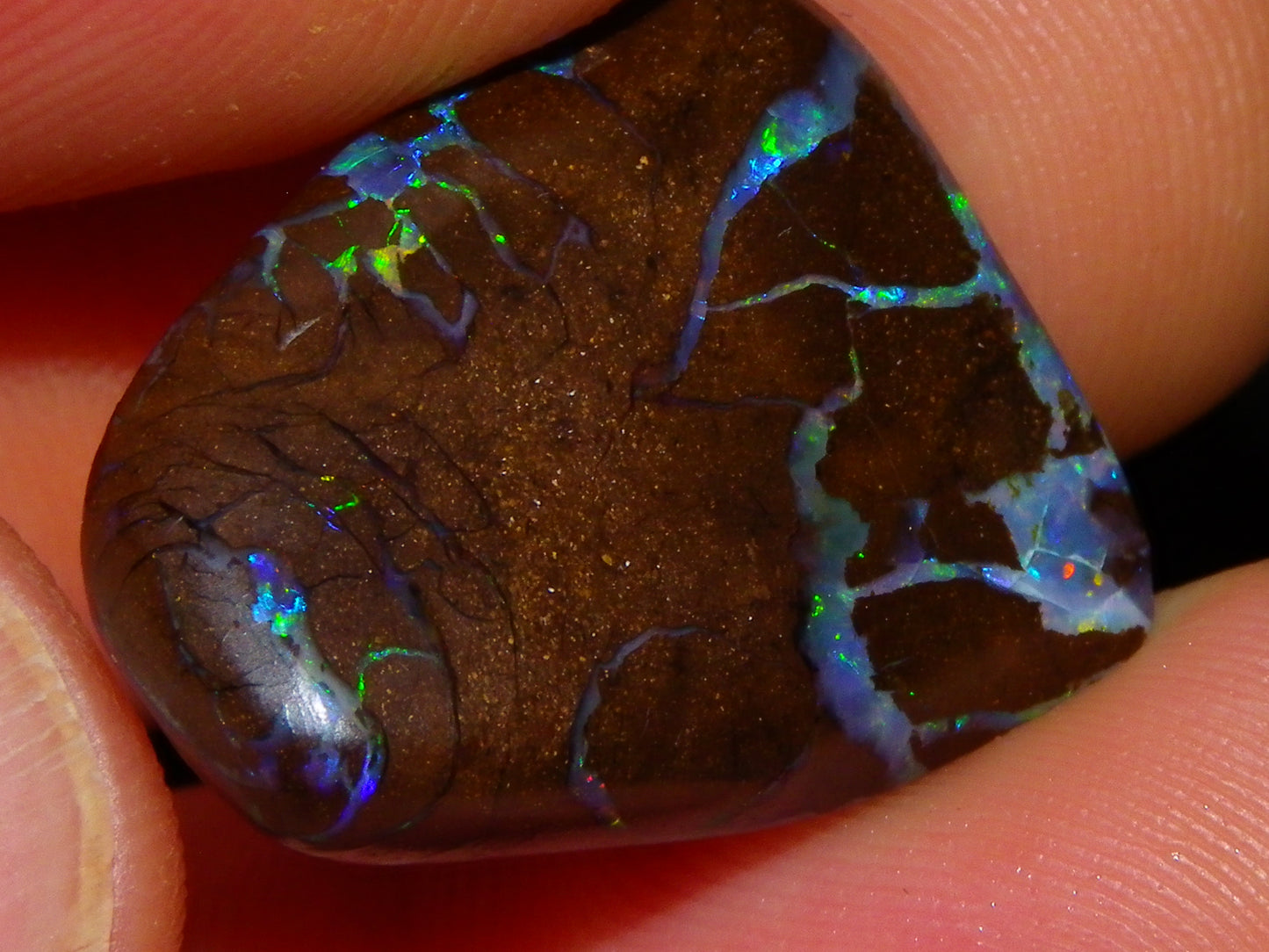 Quality Cut/Polished Boulder Opal Freeform Cab 29.63cts Opalton Queensland Australia Multicolours