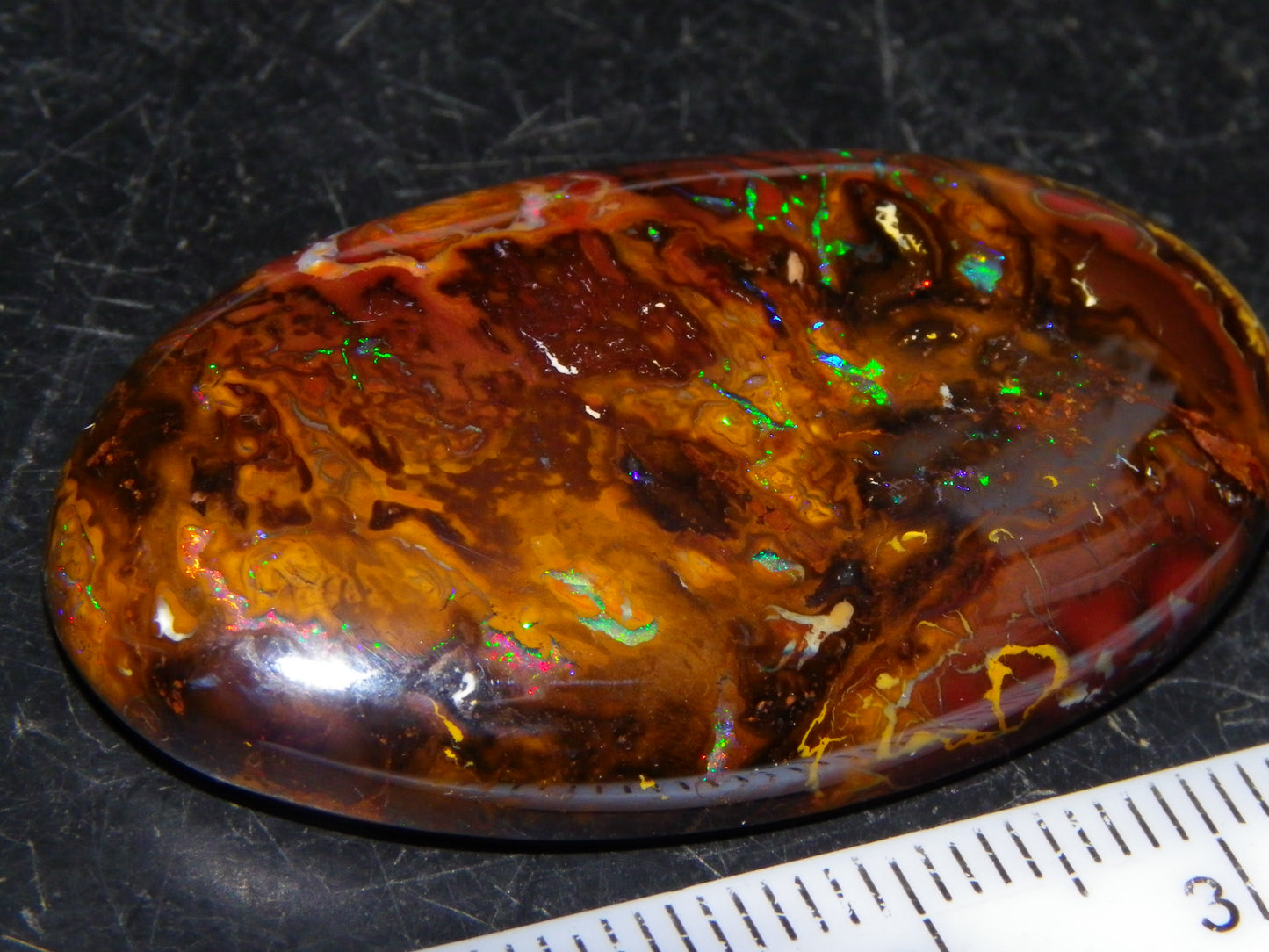 Nice Large Koroit Opal Cab 66.4cts Green/Blue/Red Fires Queensland Australia