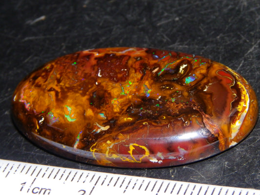 Nice Large Koroit Opal Cab 66.4cts Green/Blue/Red Fires Queensland Australia