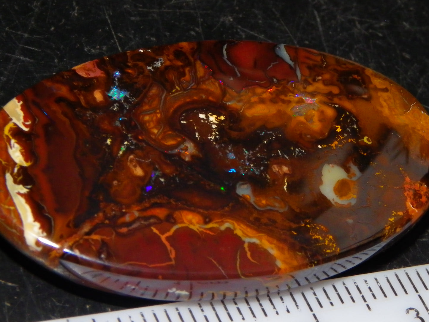 Nice Large Koroit Opal Cab 66.4cts Green/Blue/Red Fires Queensland Australia